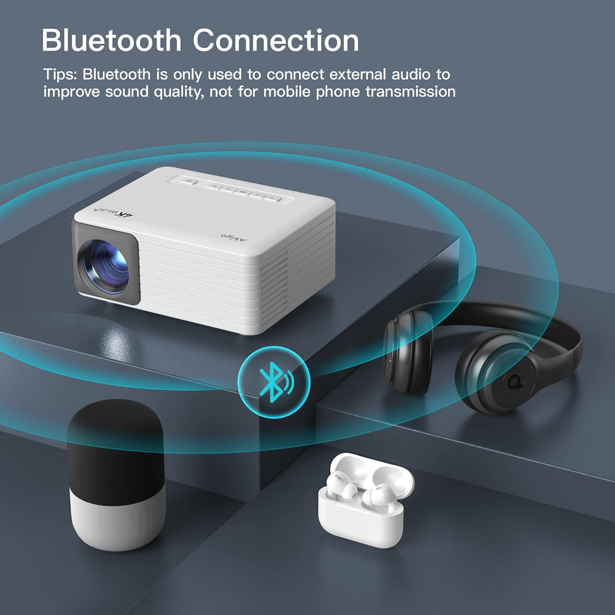 Proyector Mini WiFi Bluetooth 1080P, Portátil para Cine en Casa