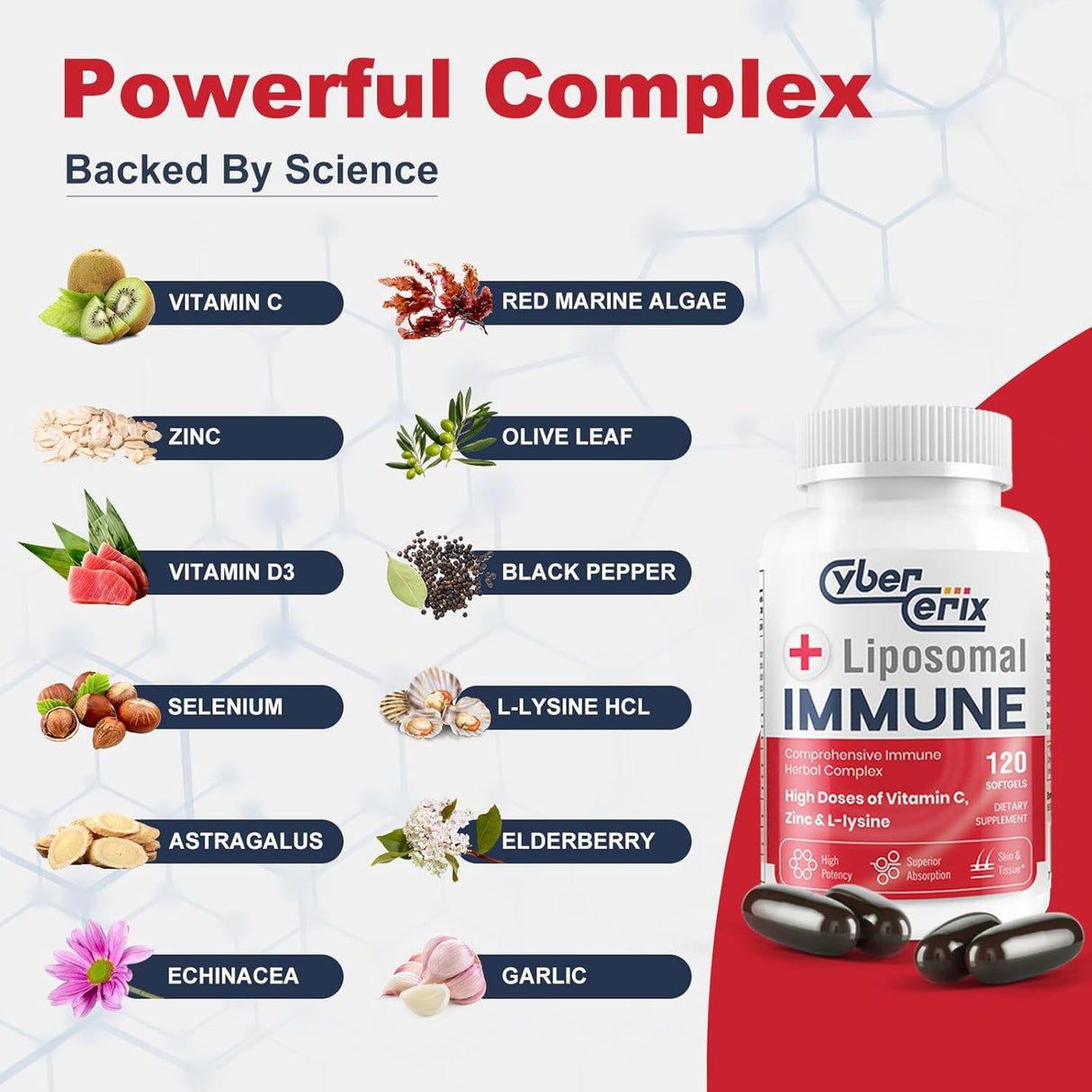 Suplemento Inmunológico Avanzado, 1500mg L-Lisina, 120 Cápsulas