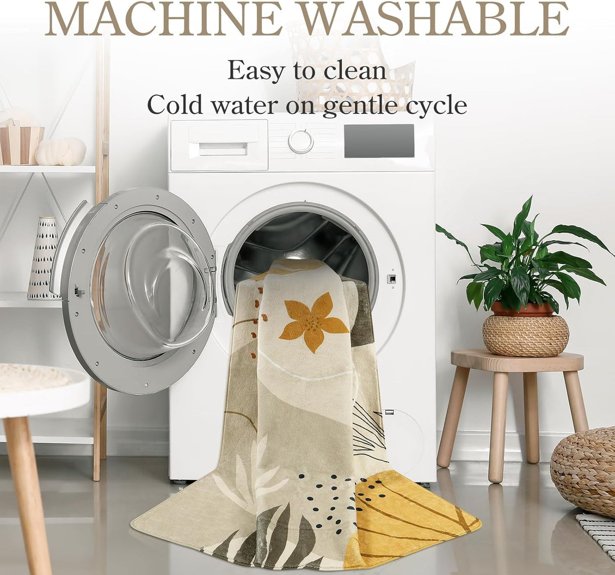 Alfombra bohemia lavable de 3 x 5 pies, Beige Lahome