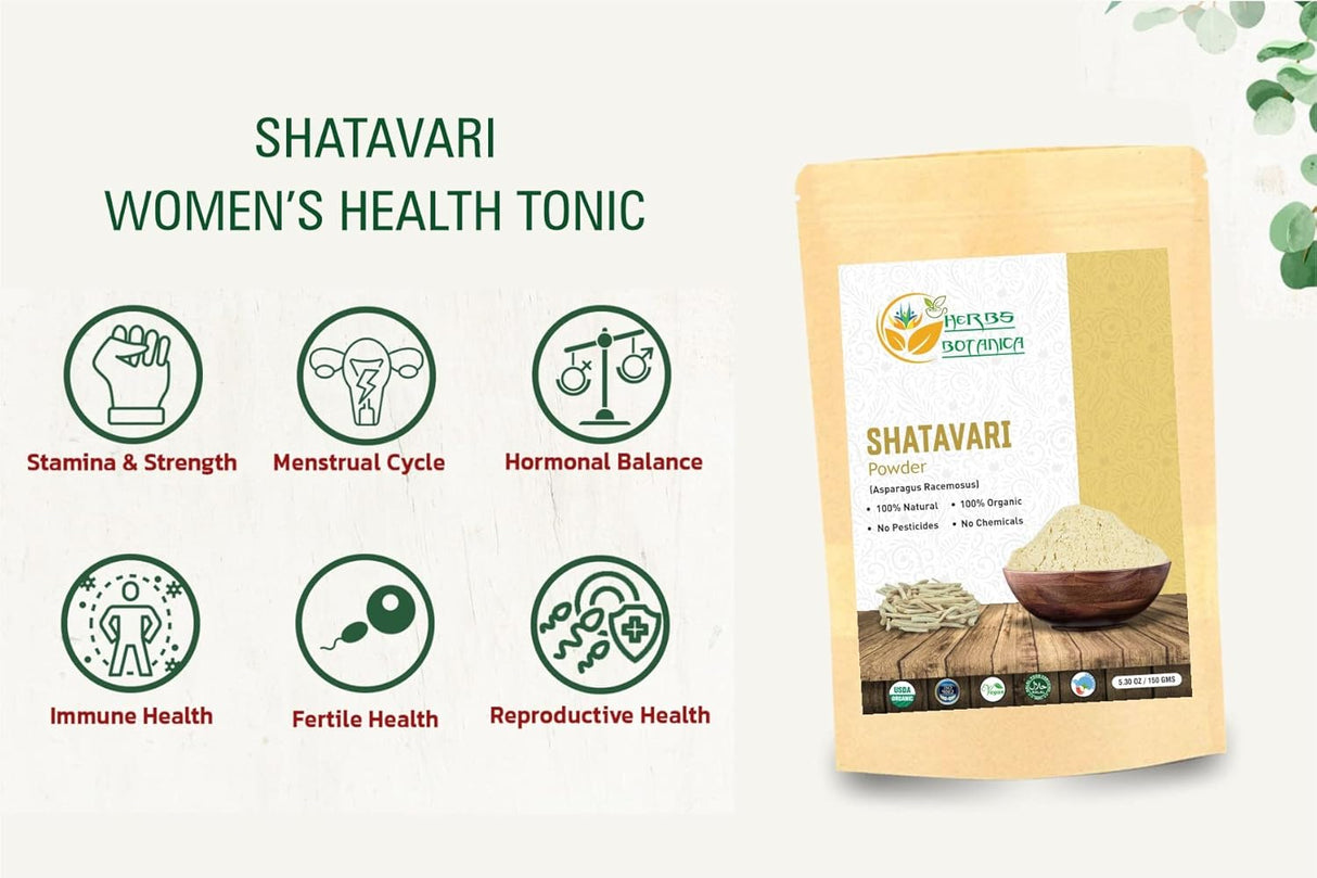 Suplemento Herbs Botanica Shatavari Polvo orgánico espárrago
