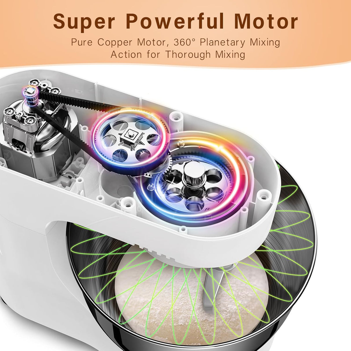 Batidora de pie, Zuccie 4.8QT, 380W, 8+P velocidades, modelo