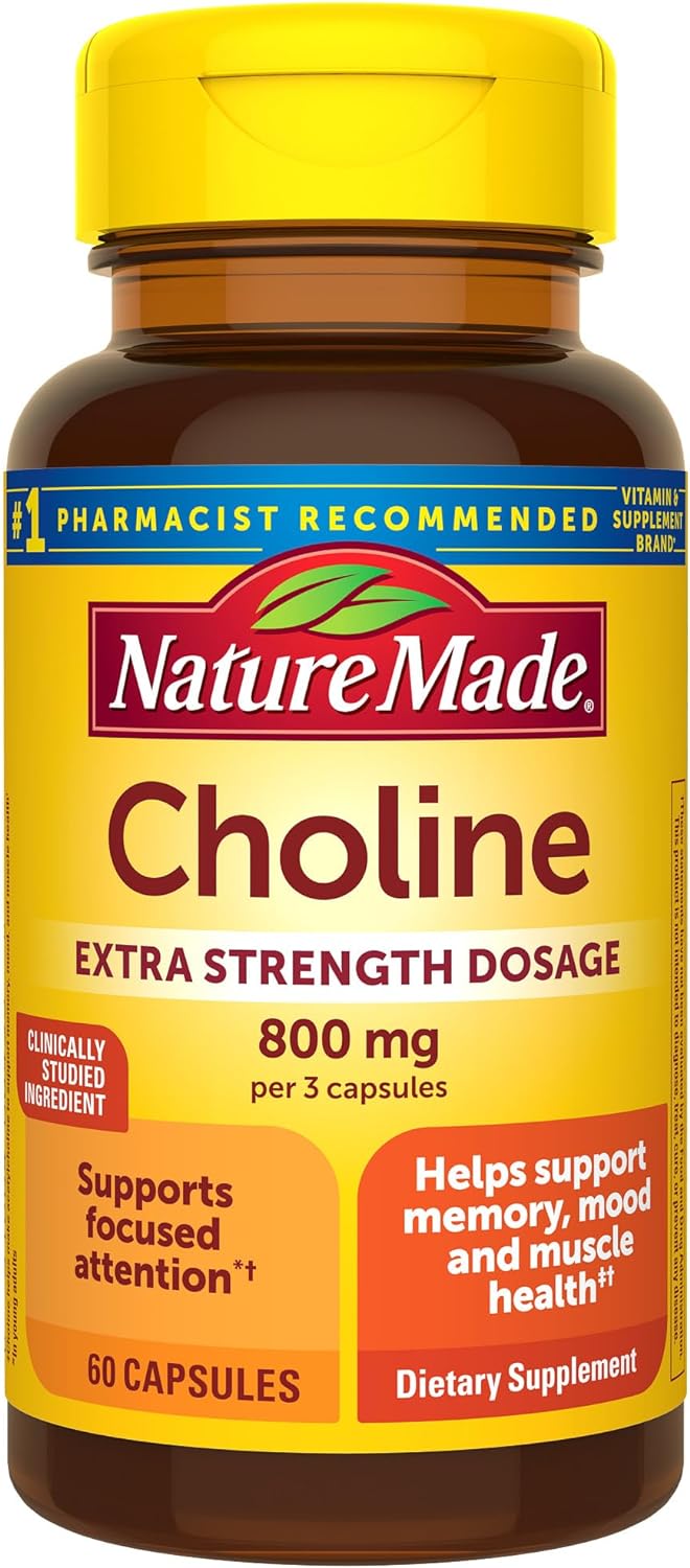 Suplementos de Colina 800 mg - Nature Made, 60 Cápsulas