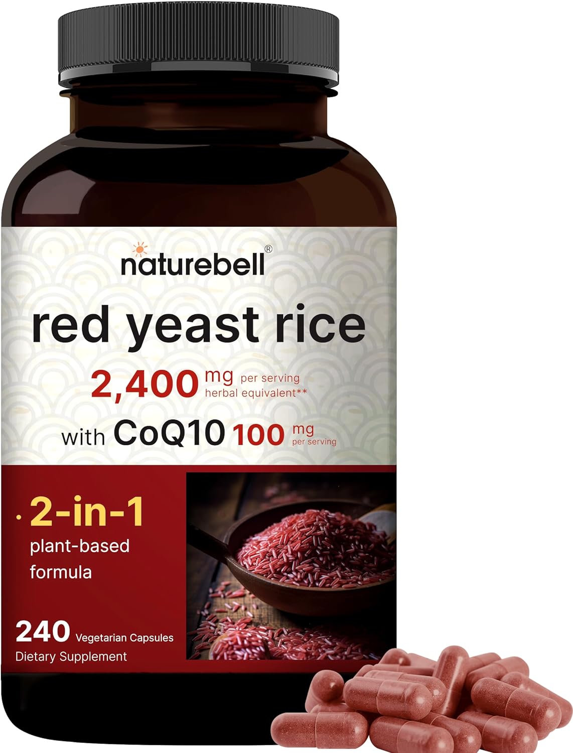Suplemento Arroz de levadura roja de 2,400 mg con CoQ10