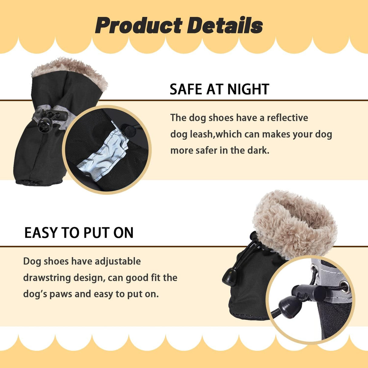 LUZGAT Botas de perro cálidas para perro, protector de patas de varias piezas para invierno, perros pequeños y medianos, con suela antideslizante y felpa, paquete de 8 (negro + negro, talla 1