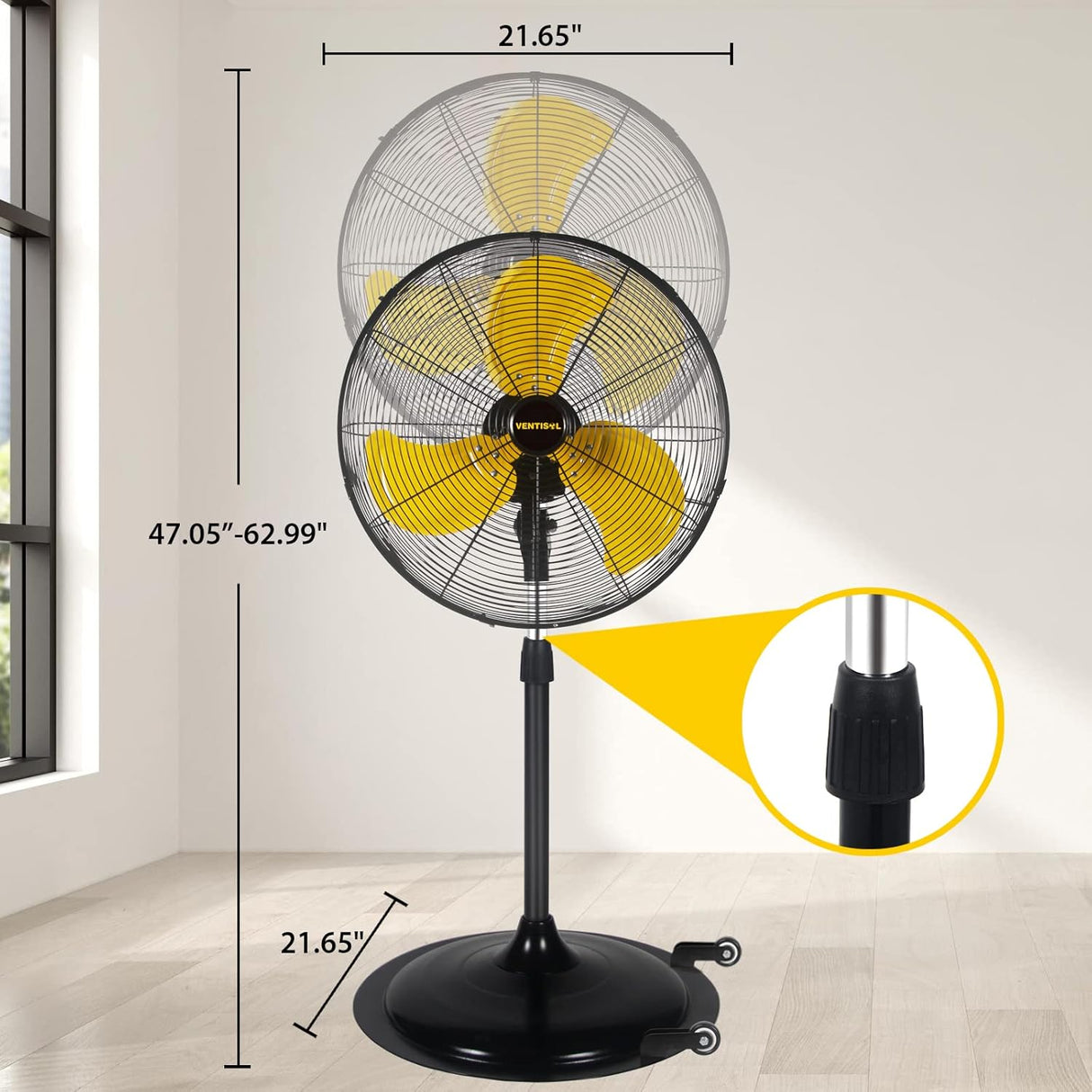 Ventilador de Pedestal VENTISOL 20 4,850CFM Oscilante 3 Velocidades