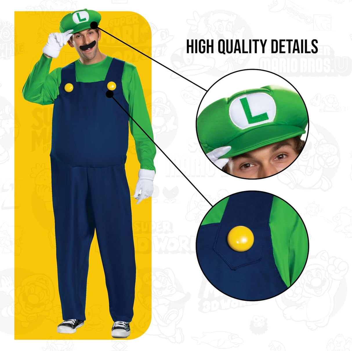 Disfraz de Luigi para hombre de Super Mario talla M