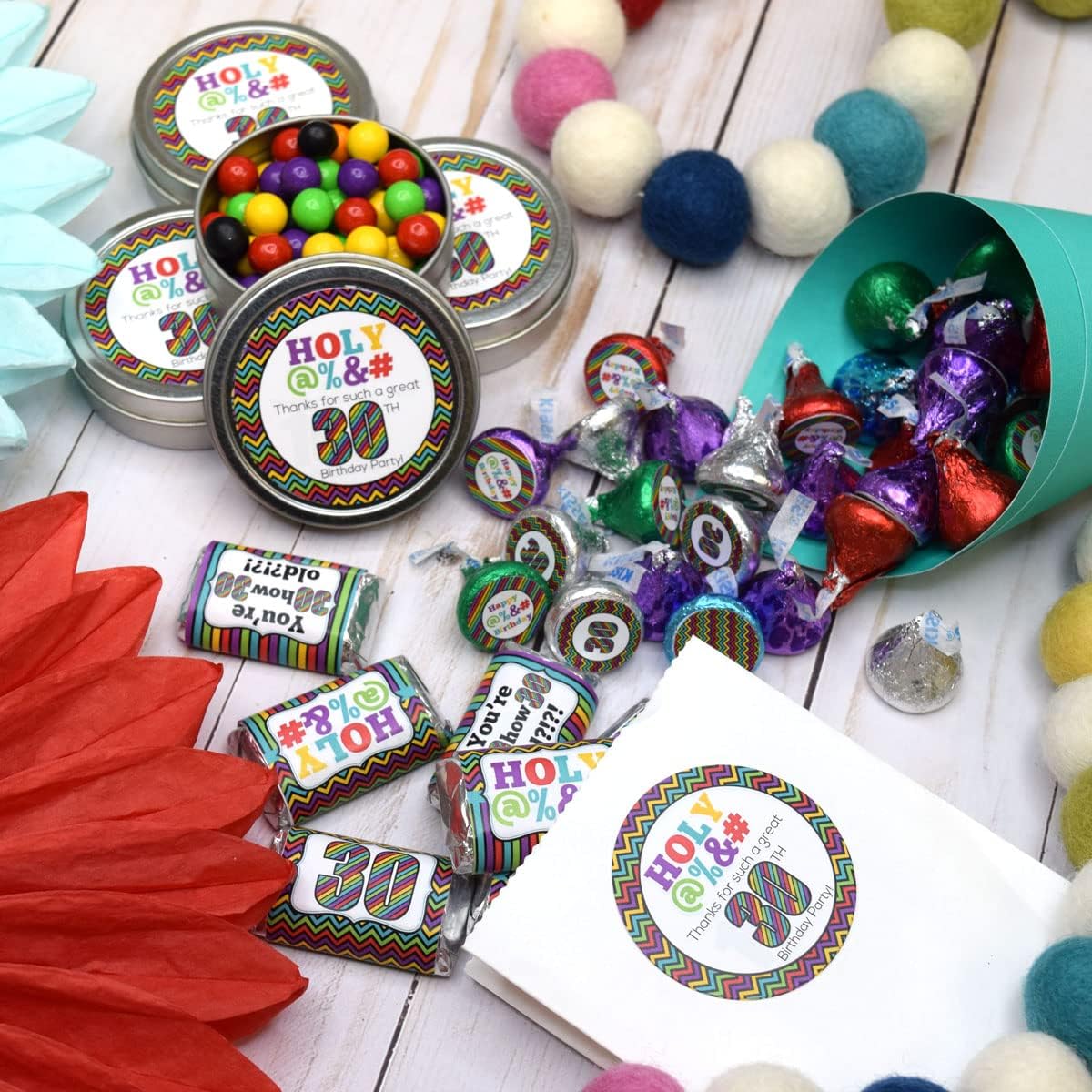 Kit de Stickers para Fiesta de 30 Cumpleaños