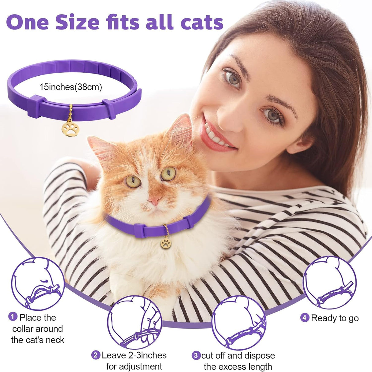 Collar relajante para gato Weewooday con aroma a lavanda