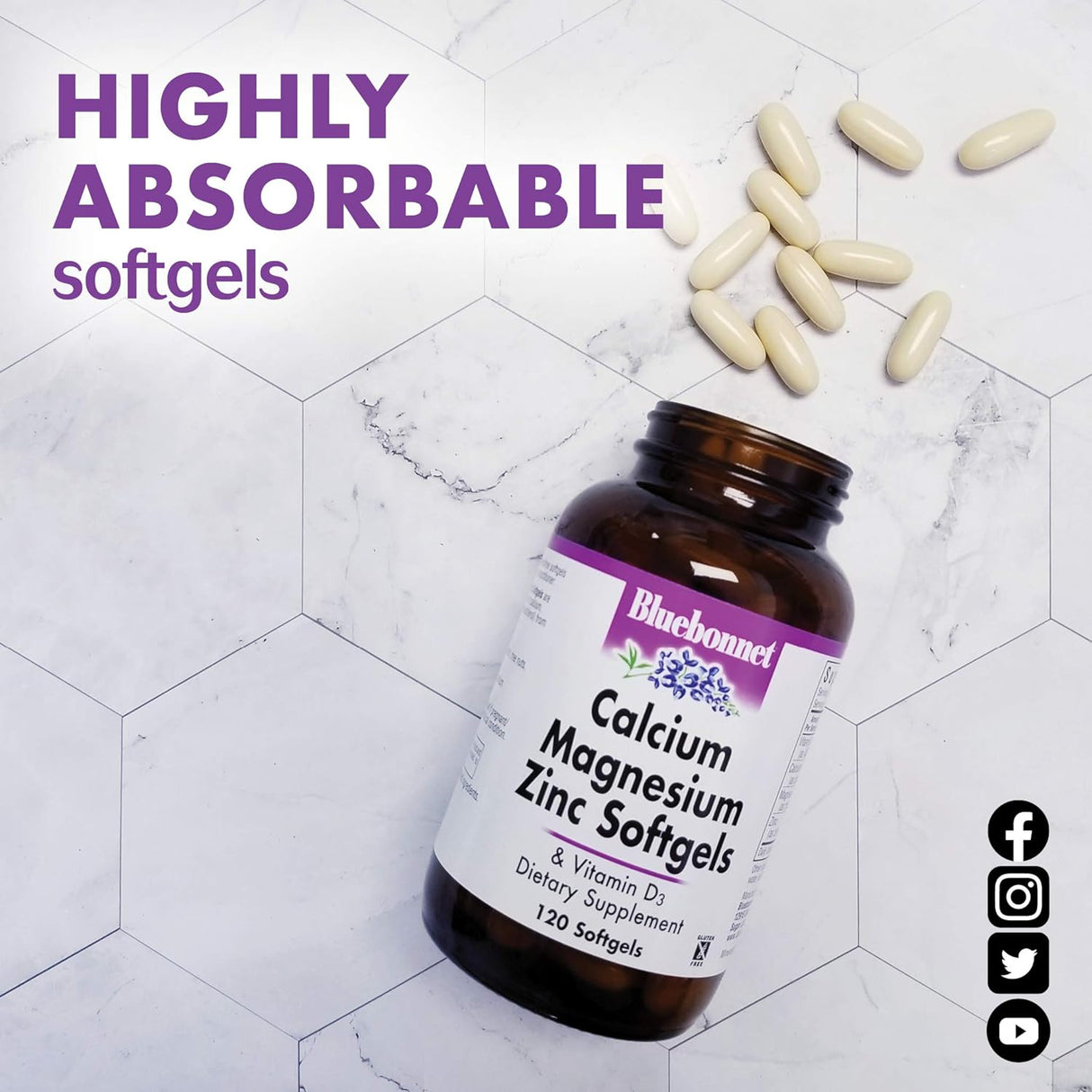 Suplementos Calcio Magnesio Zinc Plus Vitamina D3 1000 mg