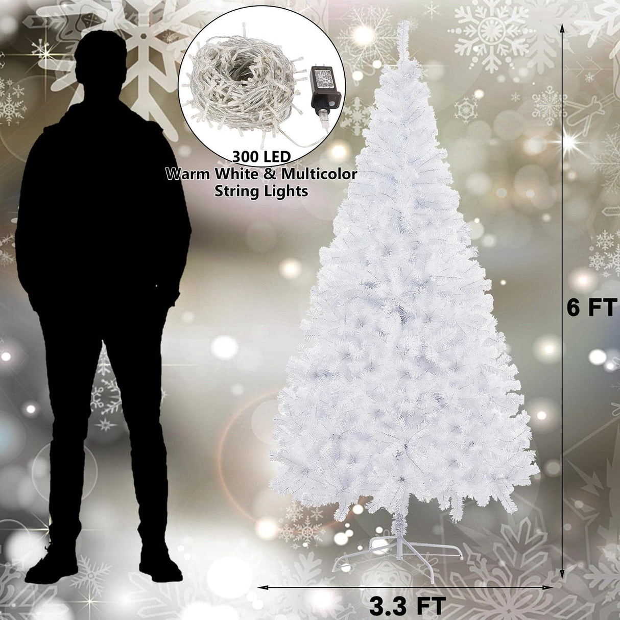 Árbol de Navidad Artificial de 6 pies con Luces LED y Control Remoto