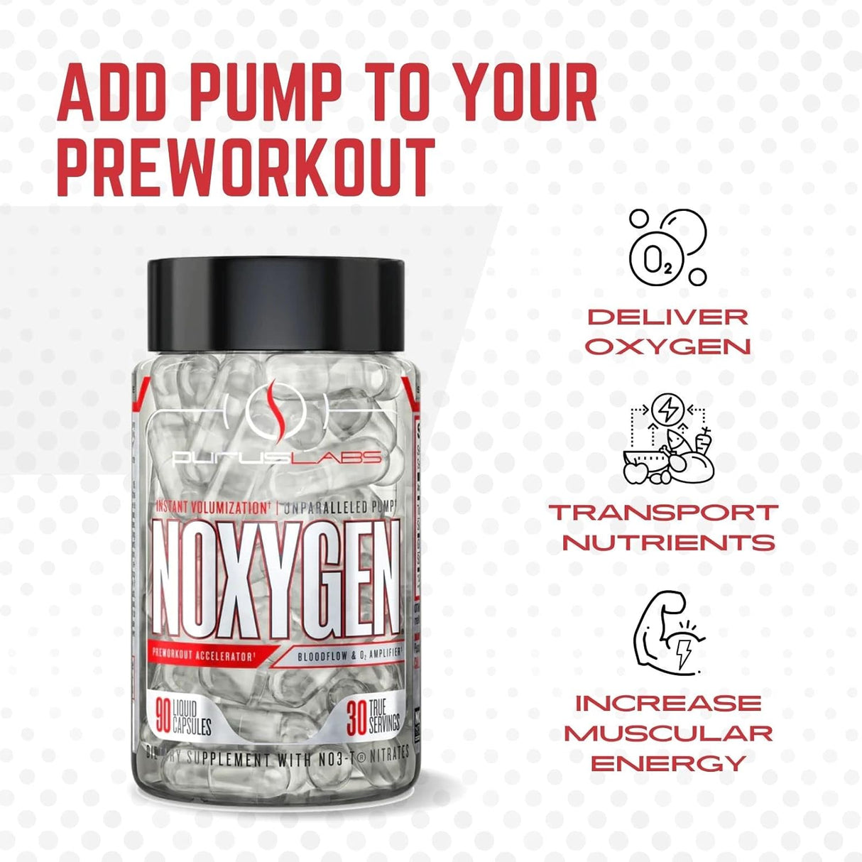 Suplementos Noxygen de Purus Labs óxido nítrico 90 cap