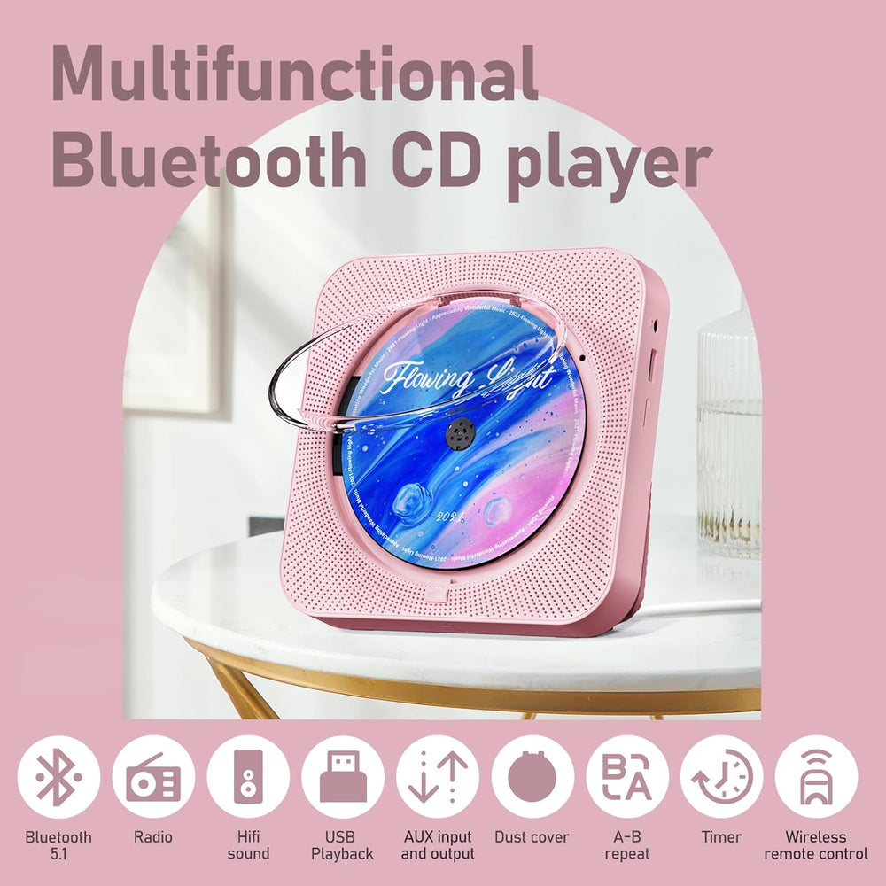 Reproductor de CD Portátil y de Escritorio con Bluetooth 5.1