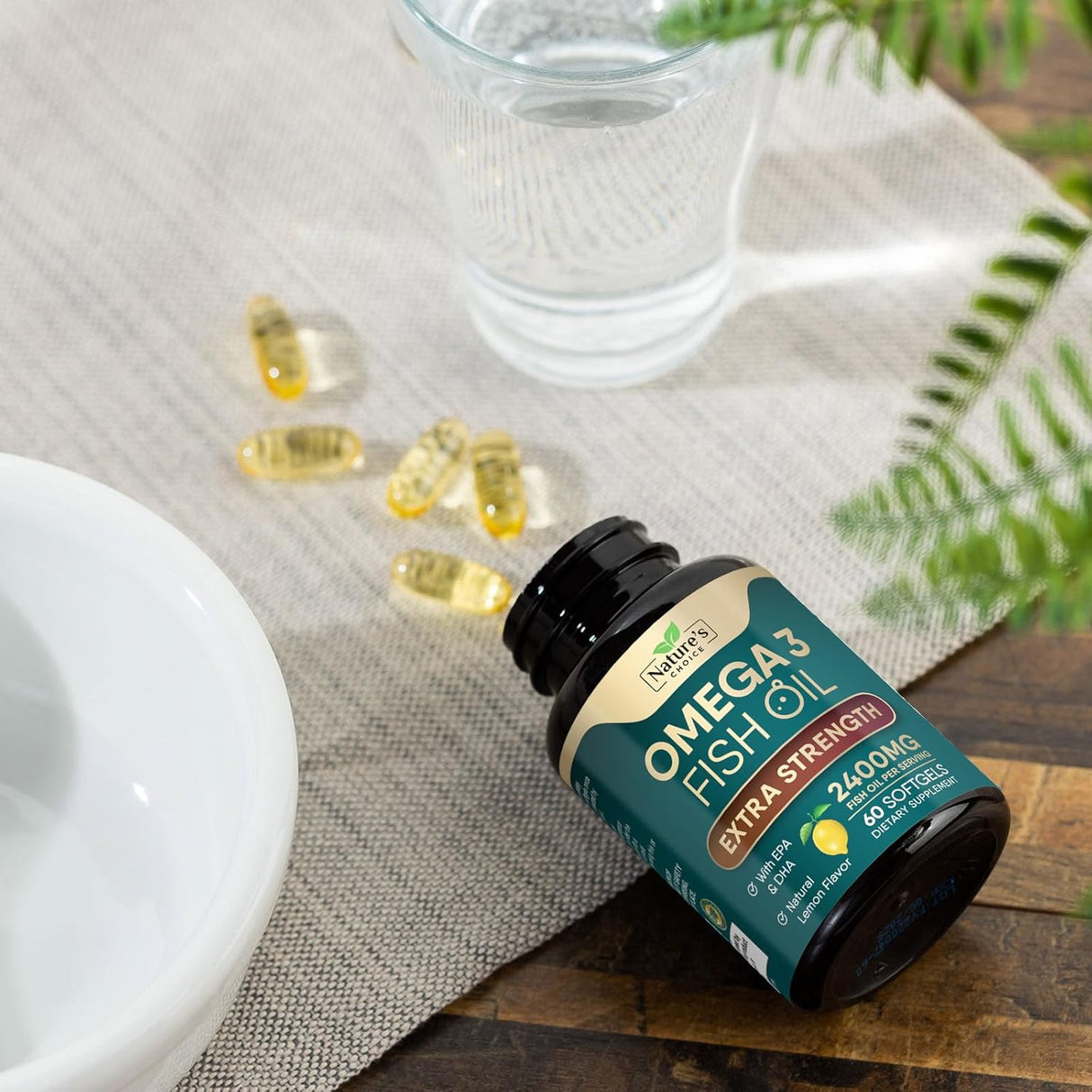 Suplemento de Omega 3 Fish Oil, 2400 mg, 60 cápsulas