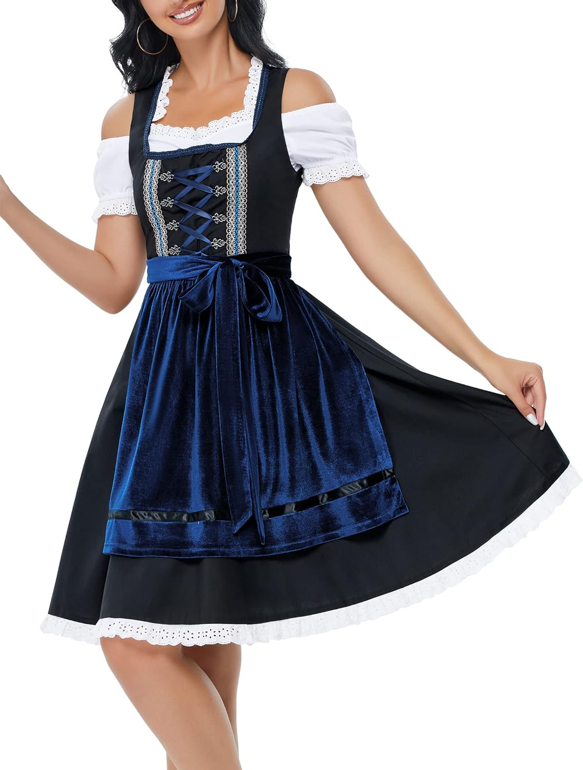 Disfraces alemán para mujer para Oktoberfest negro talla L