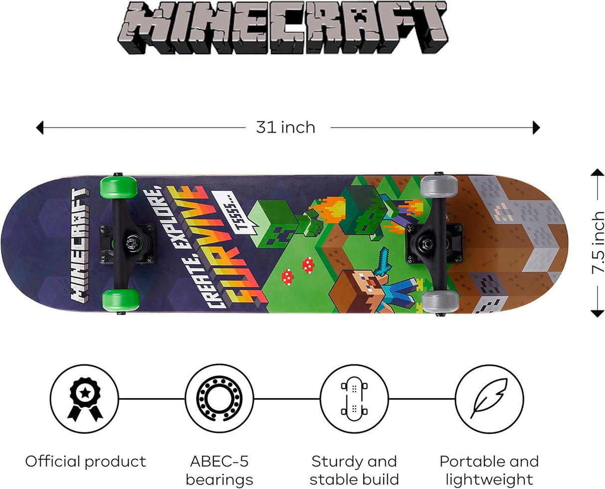 Skateboard de 31 pulgadas, deck de arce de 9 capas, modelo XYZ