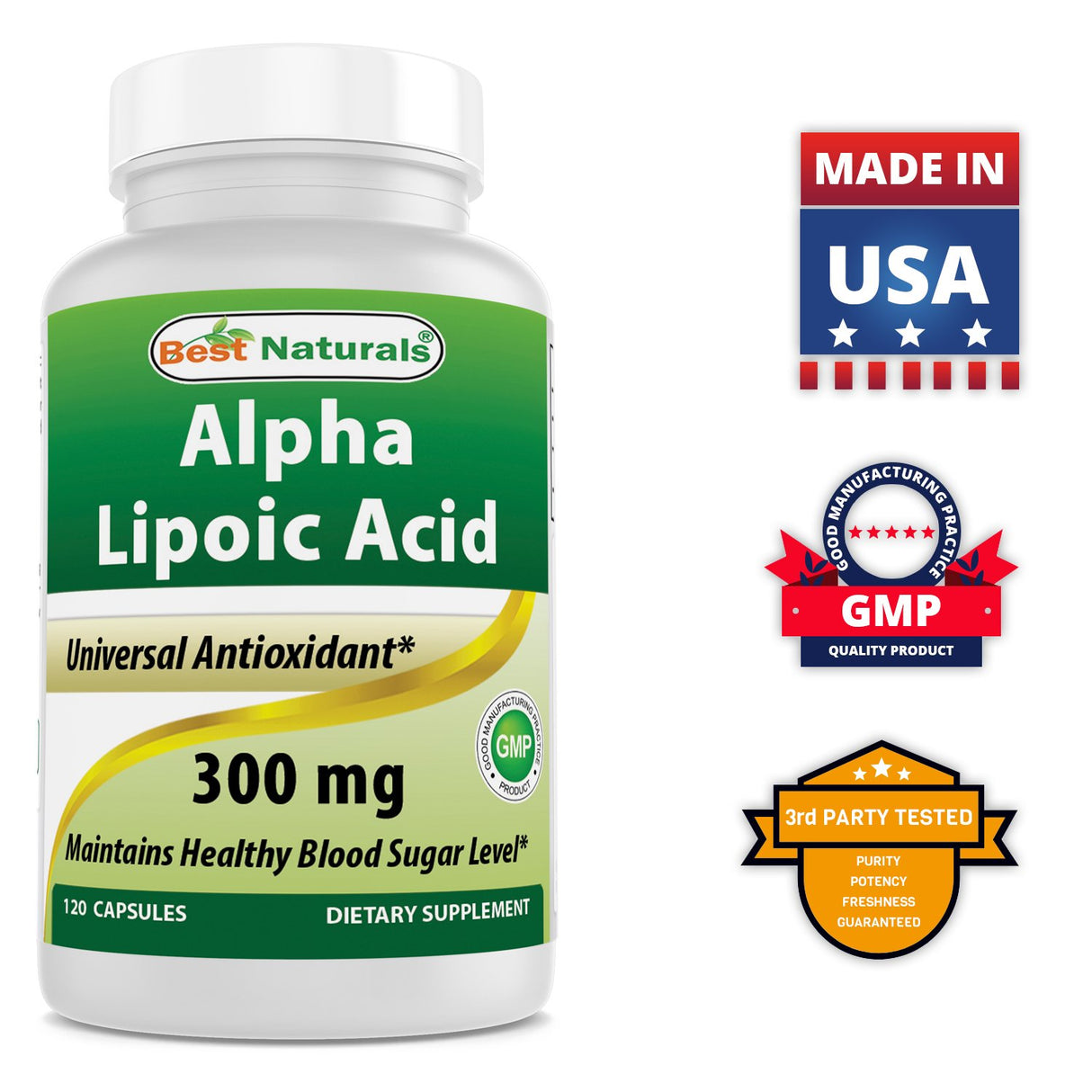 Best Naturals Alpha Lipoic Acid 300 mg 120 Capsules