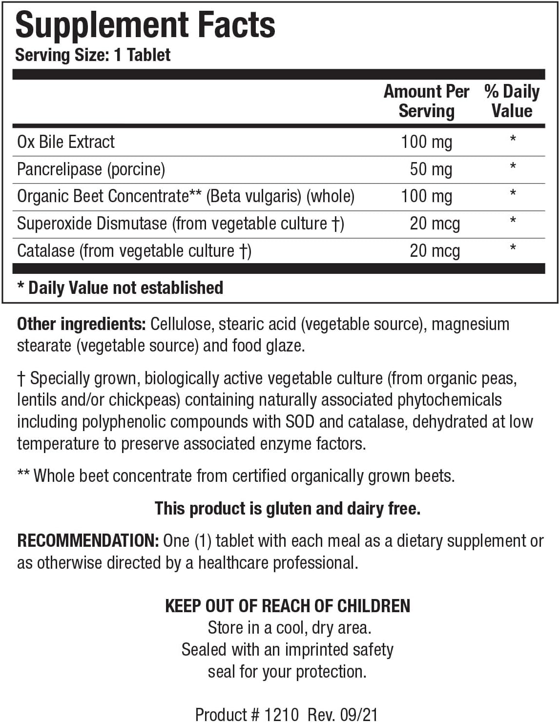 Beta-Plus™ Suplemento de sales biliares y enzimas digestivas, 90tabs