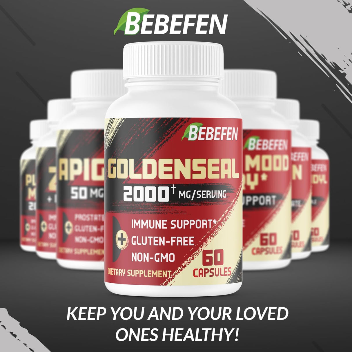 Suplemento de raíz Goldenseal de 2000 mg de hierbas vegano