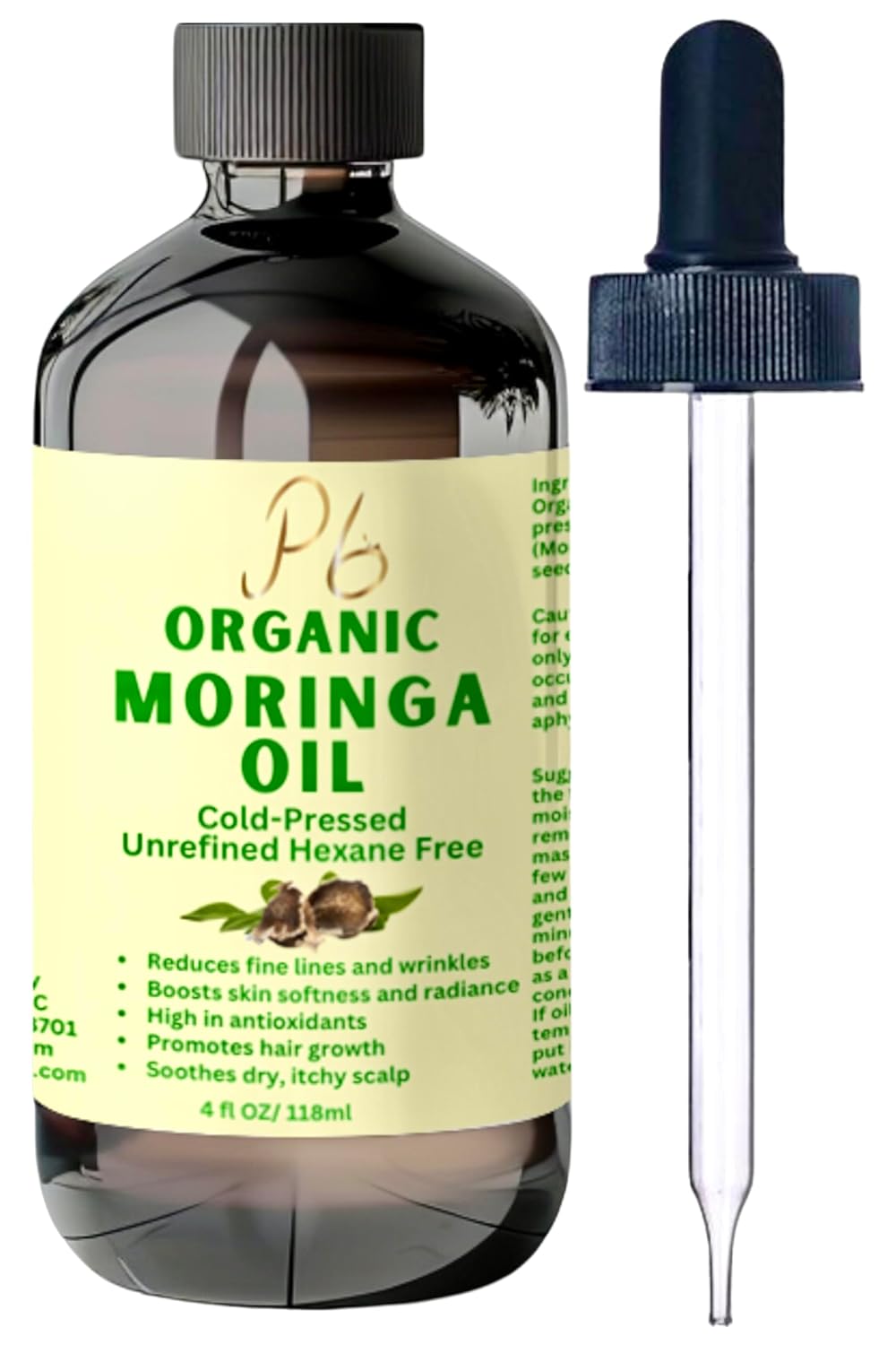 Aceite de Moringa Orgánico Prensado en Frío, Nutritivo y Antiedad