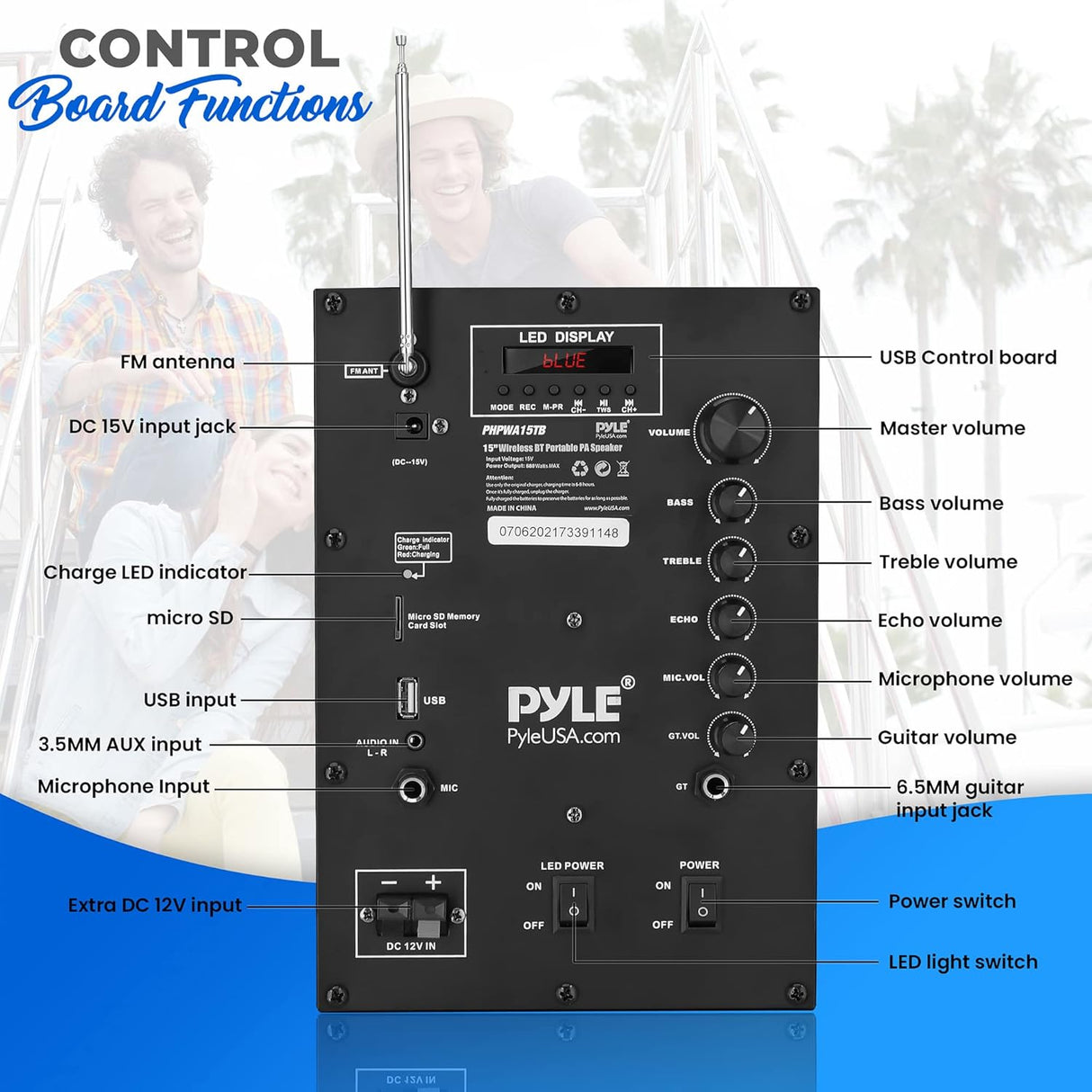 Parlante Portátile o altavoz PYLE-PRO PHPWA15TB