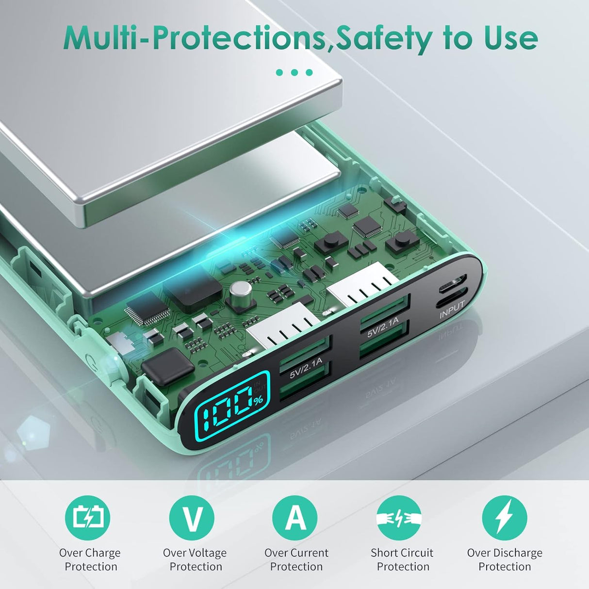 Cargador portátil de 38800 mAh pantalla LCD verde