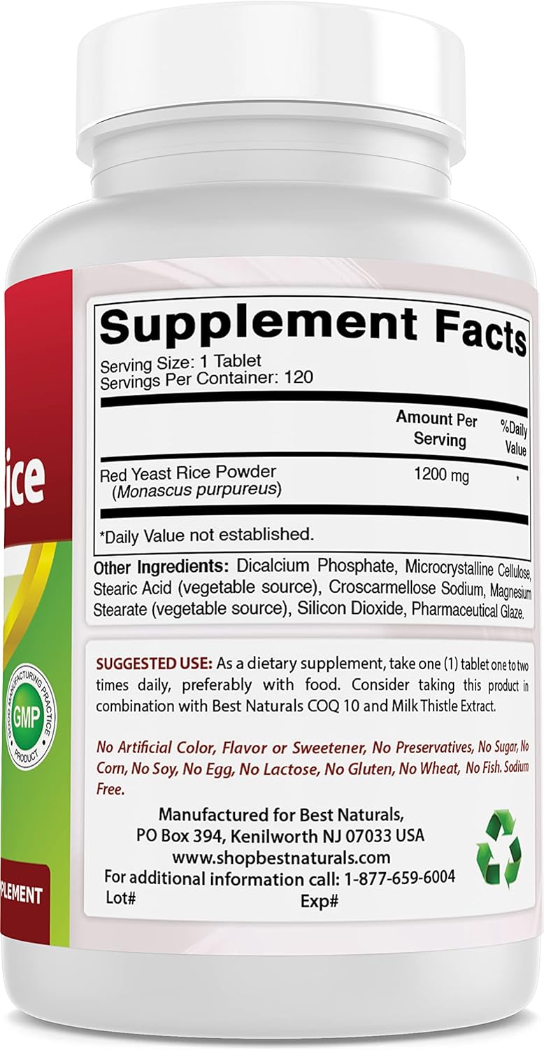 Suplemento Soporte de colesterol de arroz de levadura roja