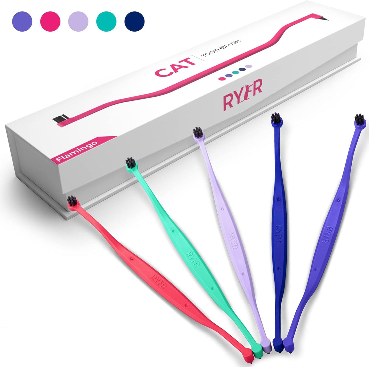 Cepillo de dientes para gatos de doble cara rosa flamenco