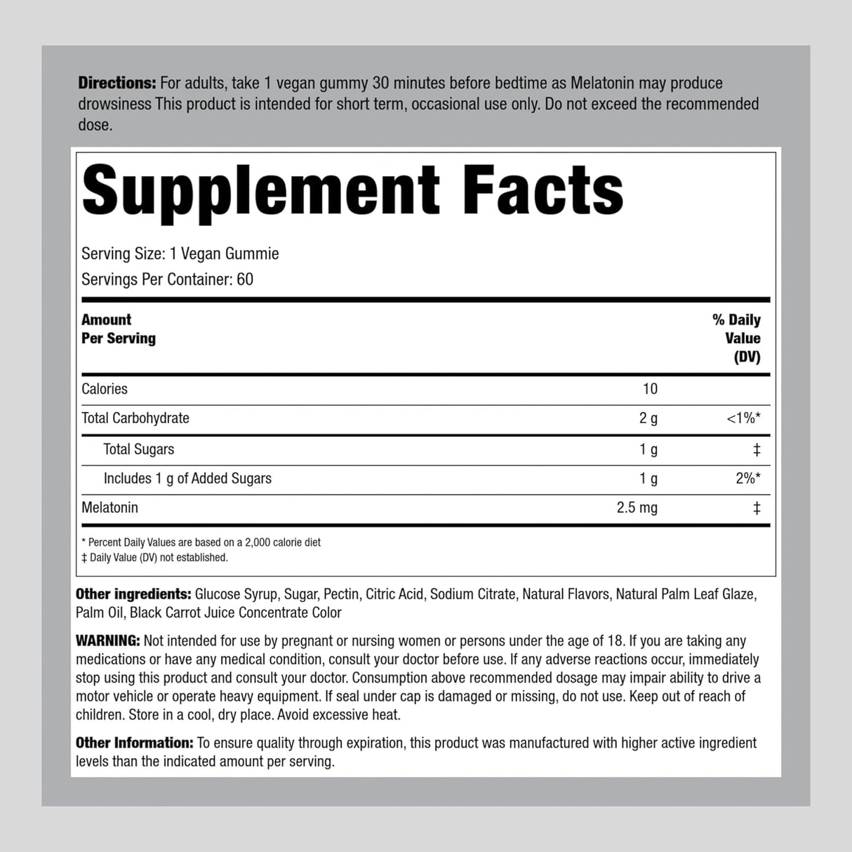 Piping Rock Gomitas de Dormir de 2.5 mg 60 unidades