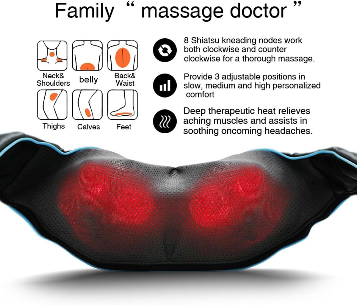 Masajeador Shiatsu Mo Cuishle 4D con Calor para Espalda y Cuello