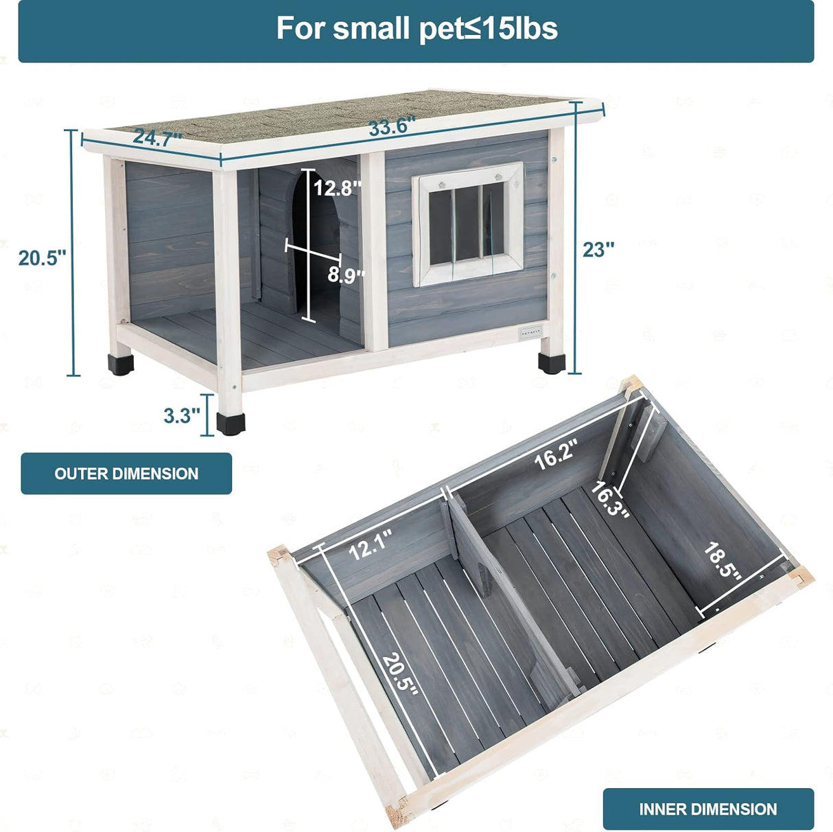 Casa pequeña para perros al aire libre resistente Petsfit