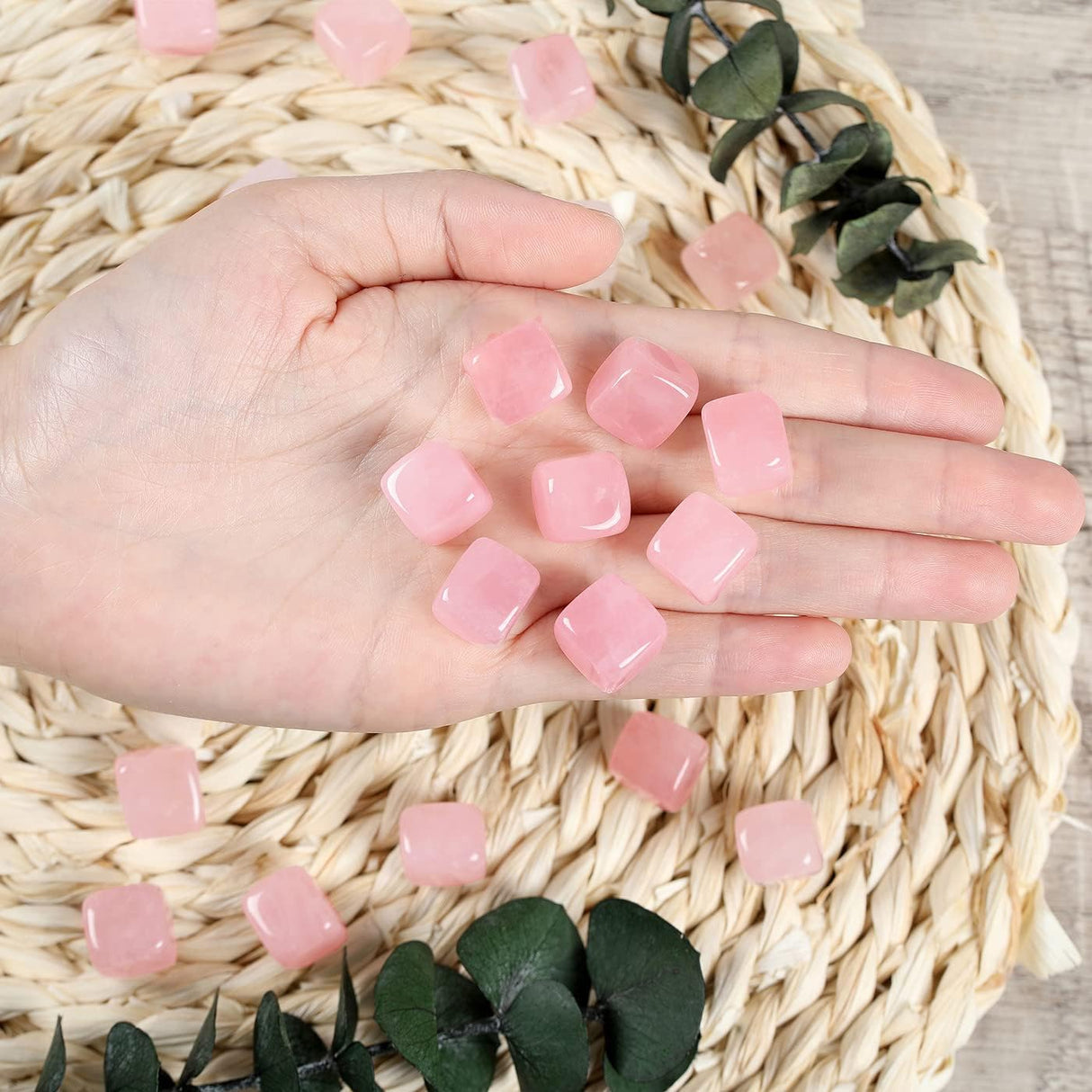 Juego de 10 cristales curativos de cuarzo rosa a granel