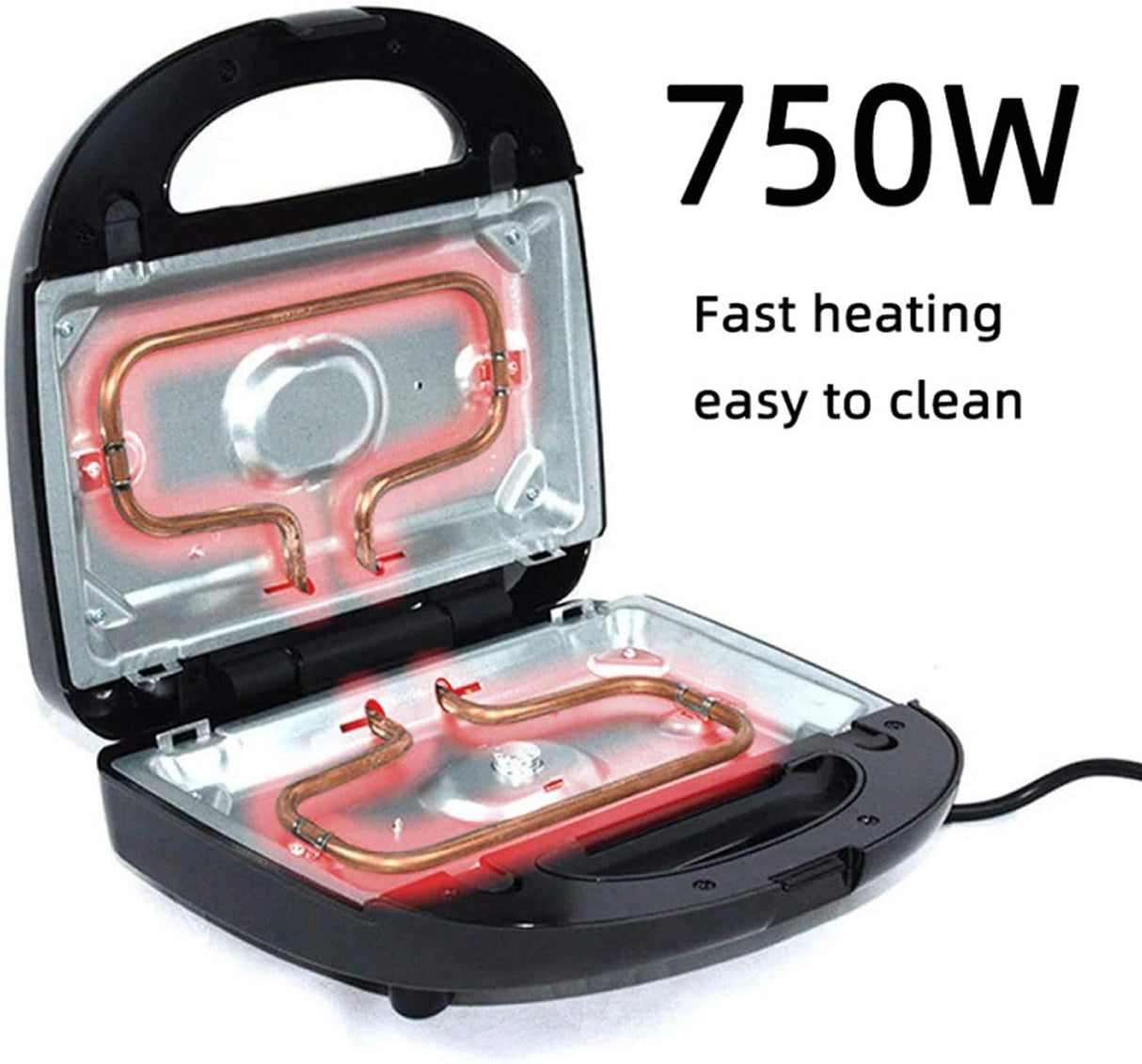 Waffle Maker 10 en 1, 750W, Placas Removibles, Compacto