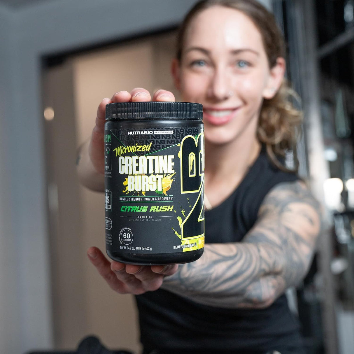 Creatina Monohidratada NutraBio, 300 g, Energía y Recuperación