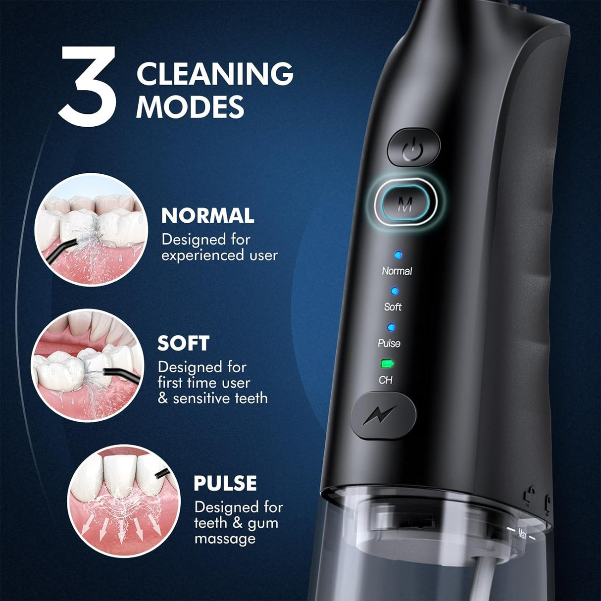 Irrigador Dental Inalámbrico IPX7 con 3 Modos y 5 Puntas