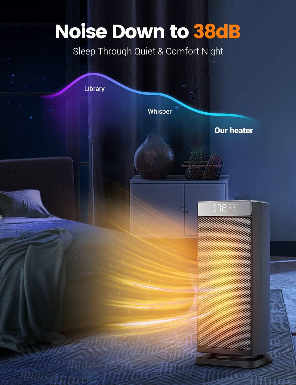 Calentador con calentamiento rápido de 1500 W, Negro