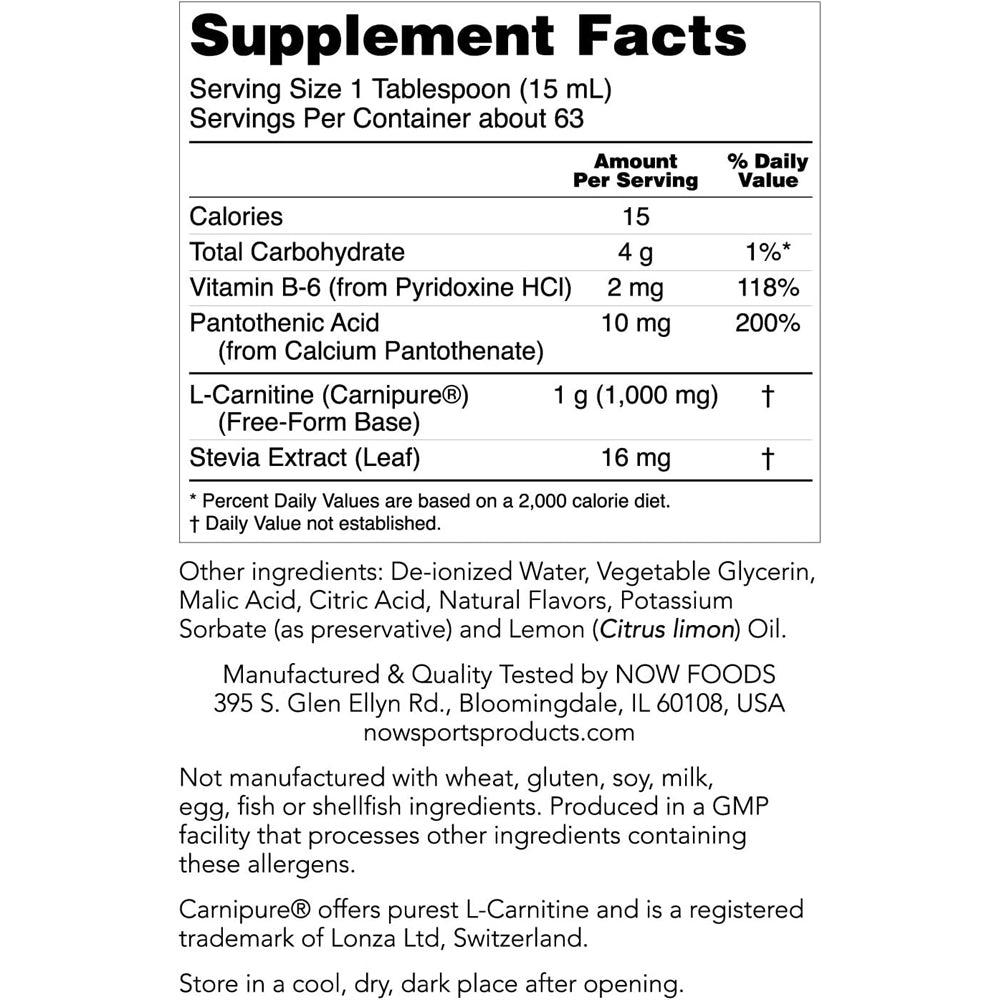 Suplementos L-carnitina líquida sabor cítrico 32 fl oz
