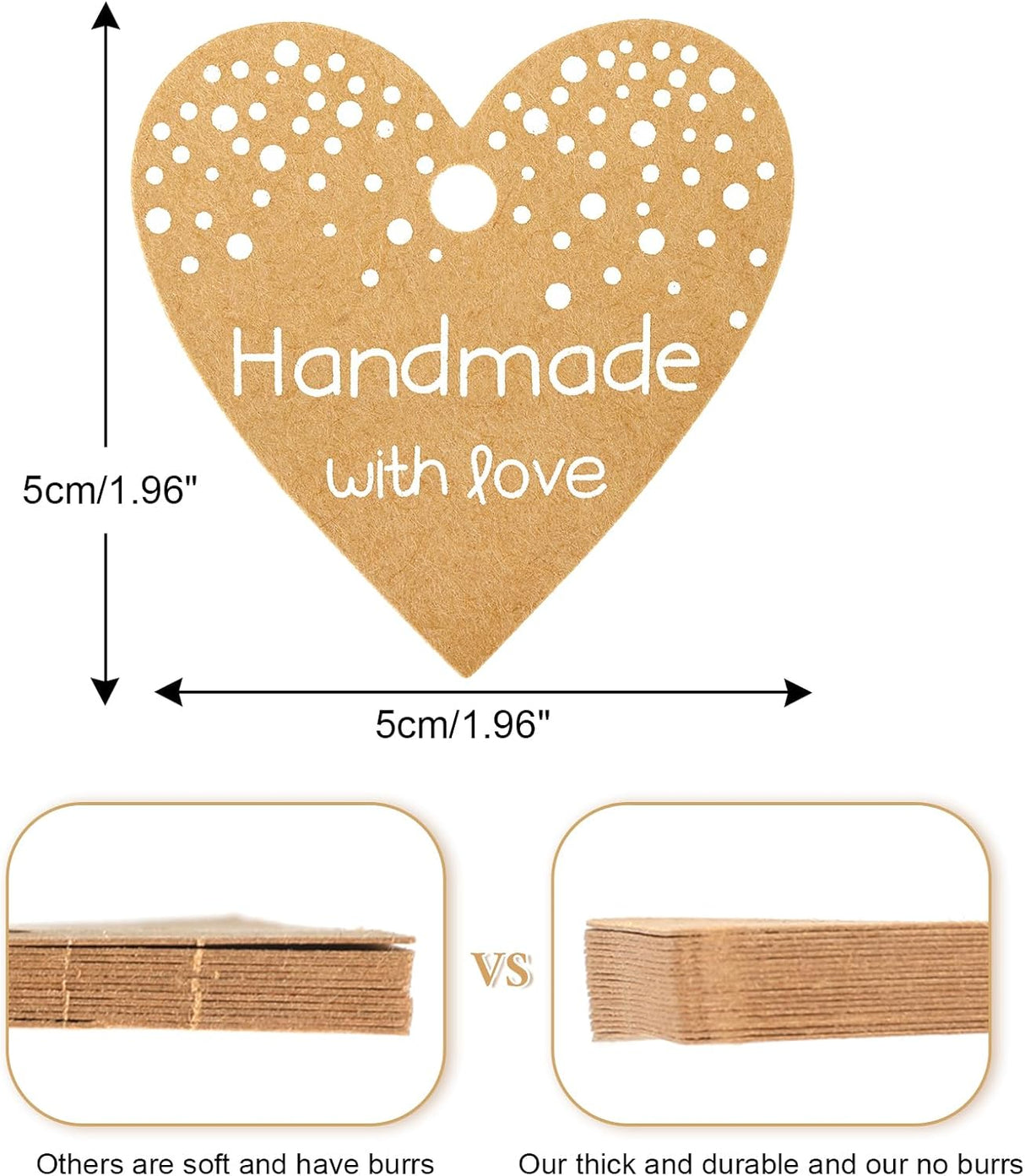 G2PLUS Etiquetas de regalo hechas a mano con cuerda, 100 u