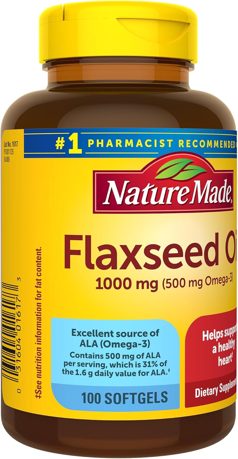 Aceite de Linaza 1000 mg Nature Made, Omega 3, 100 Softgels