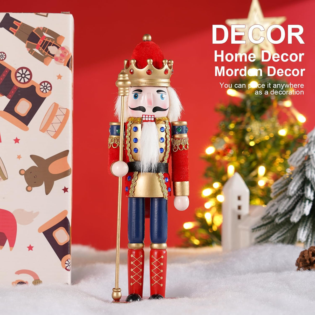 Adorno Navideño Nutcracker COMBIUBIU 11.2 pulgadas, Figuras de Madera