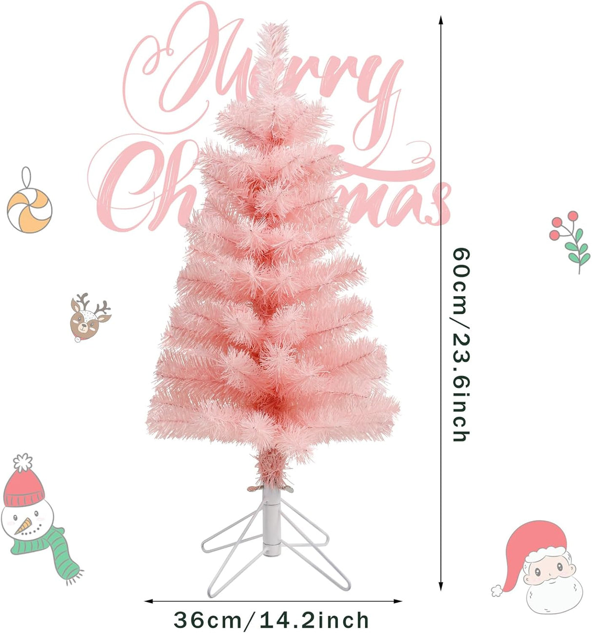 Árbol de Navidad Artificial de Mesa, Plegable con Soporte Metálico
