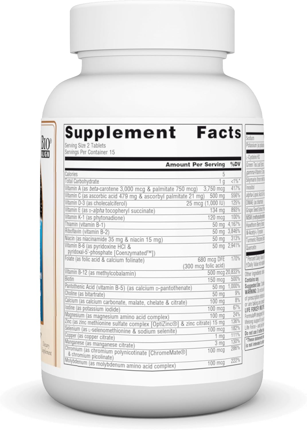 Source Naturals Life Force Múltiples Multivitamínicos diarios sin hierro de alta potencia Vitaminas, minerales, antioxidantes y nutrientes – Energía y refuerzo inmunológico – 30 tabletas