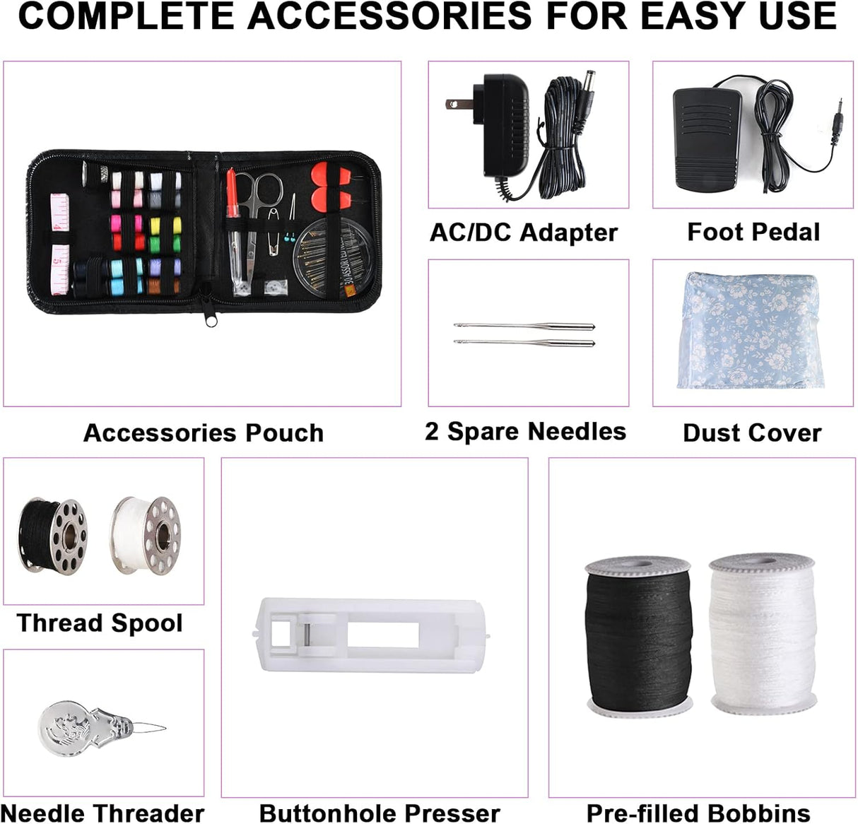 Mini Máquina de Coser para Niños, 12 Puntadas, Kit Incluido