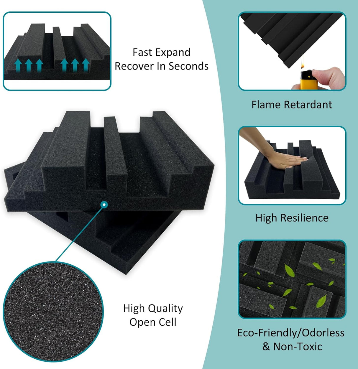 Paneles Acústicos TroyStudio 12x12x3, 12 Pcs, Alta Densidad