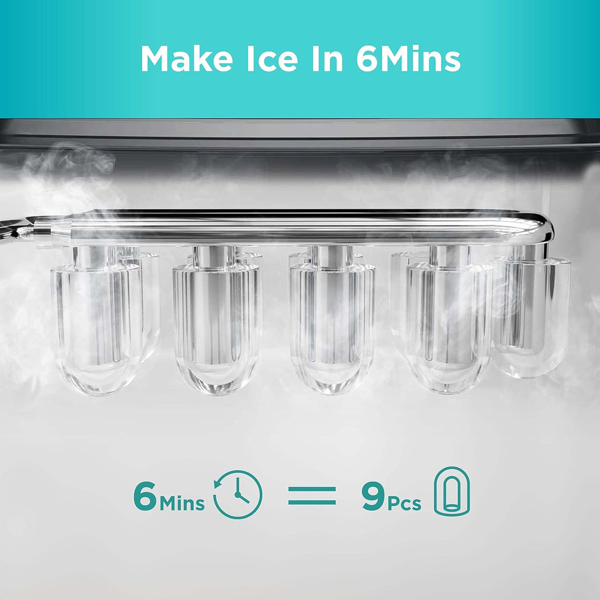 Máquina de Hielo Silonn, 9 Cubos en 6 Min, Auto-limpieza