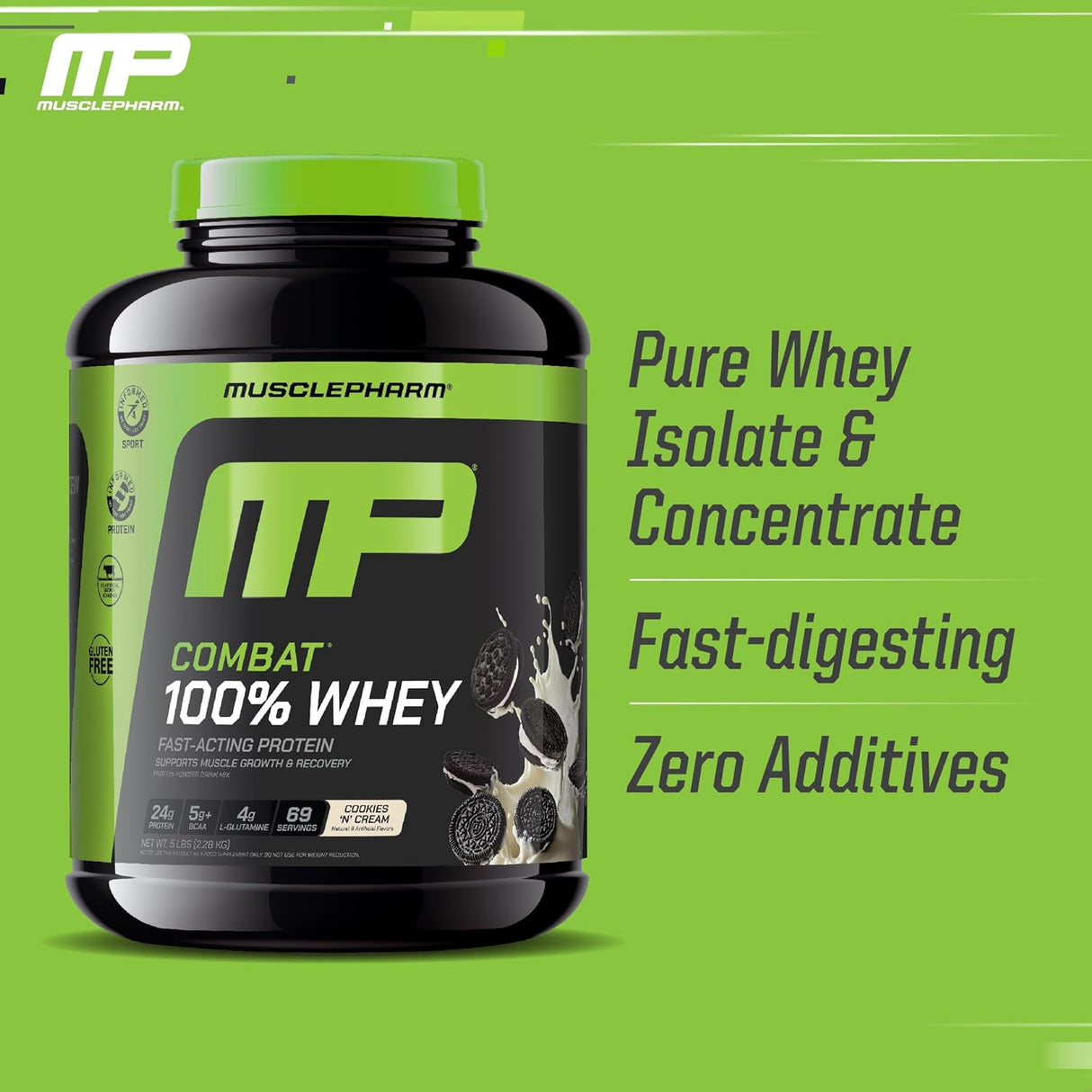Proteína de Suero MusclePharm Combat 100% Cookies N Cream 5 lb