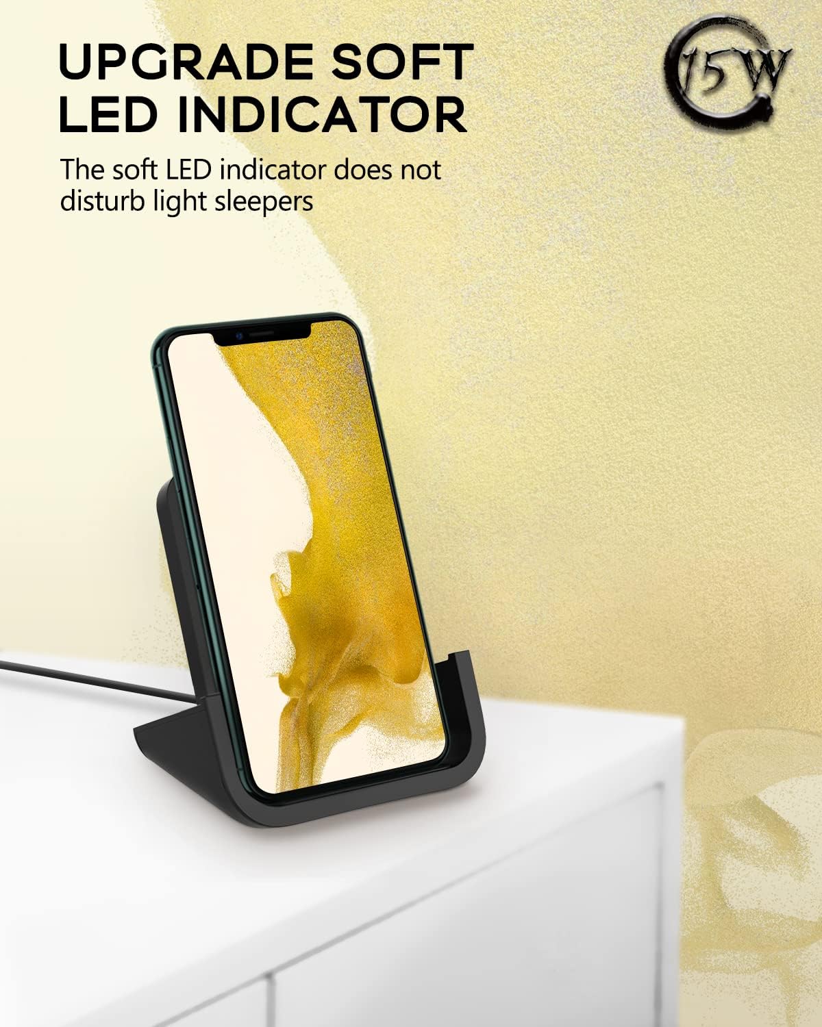 Cargador inalámbrico rápido de 15 W compatible negro