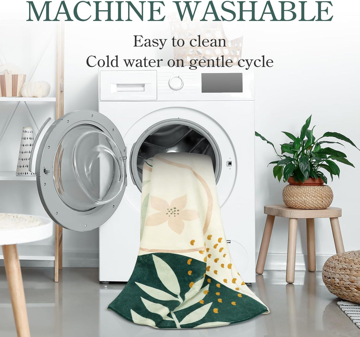 Alfombra redonda bohemia antideslizante, Verde 34 ES Lahome