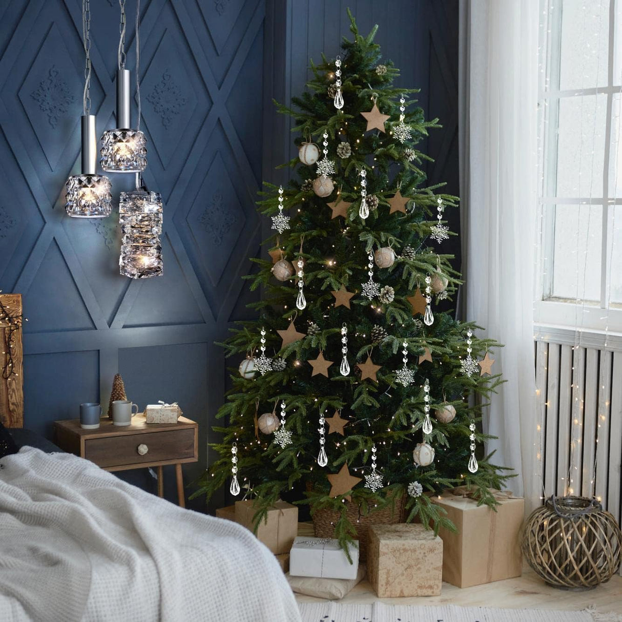 Decoraciones de Cristal para Árbol YUJUN 38PCS Copos de Nieve