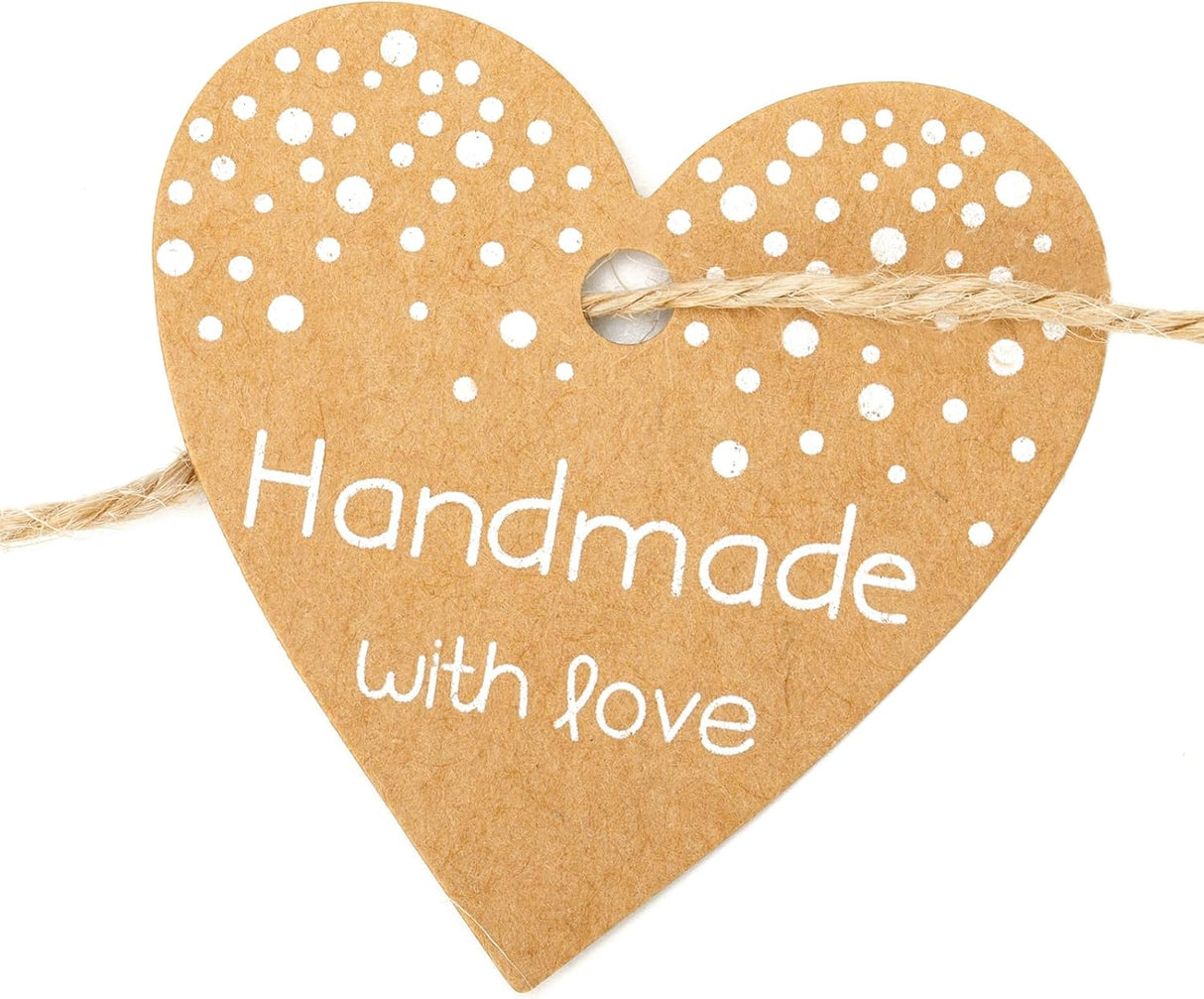 G2PLUS Etiquetas de regalo hechas a mano con cuerda, 100 u
