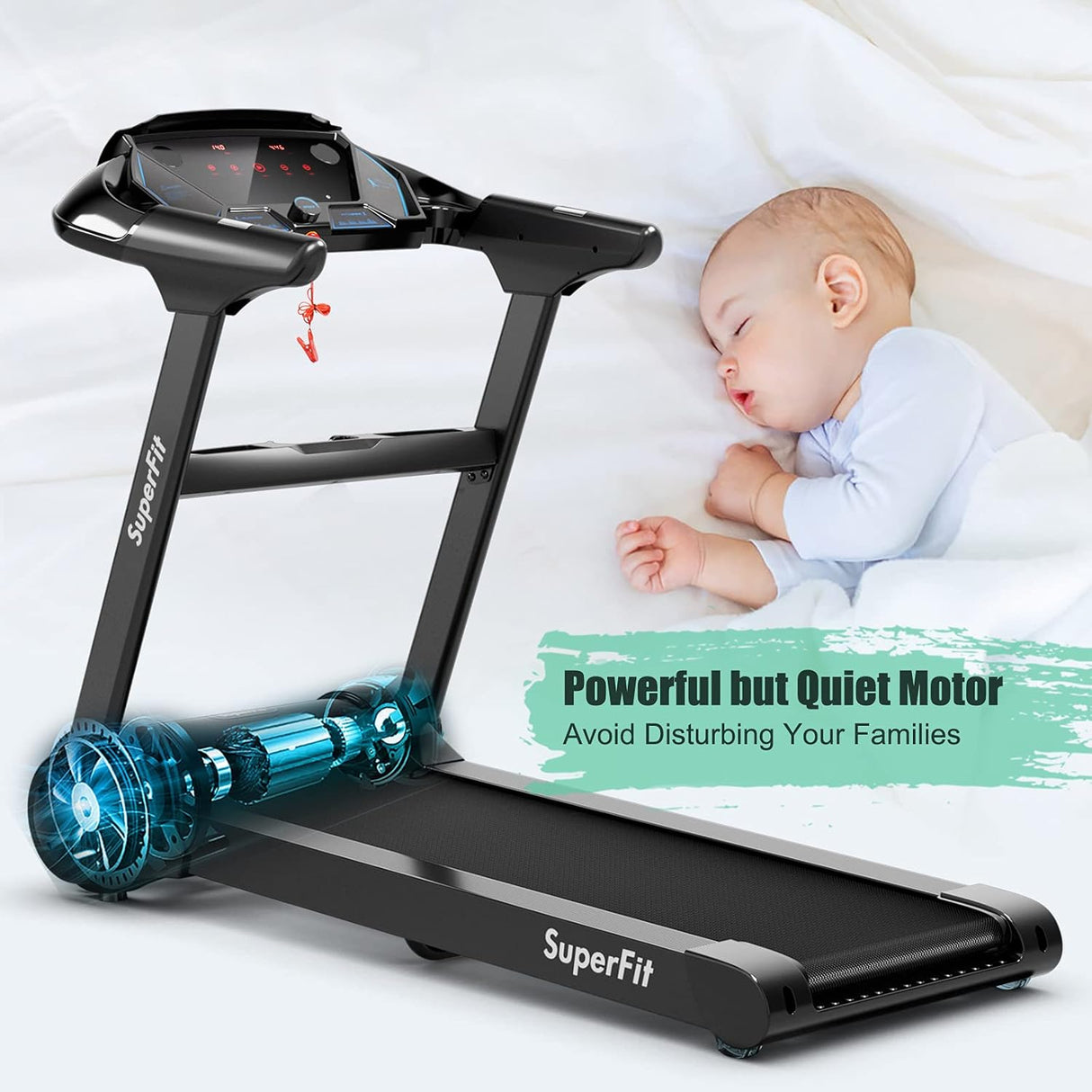 Caminadora Plegable GYMAX, Motor 2.25HP, Control por App